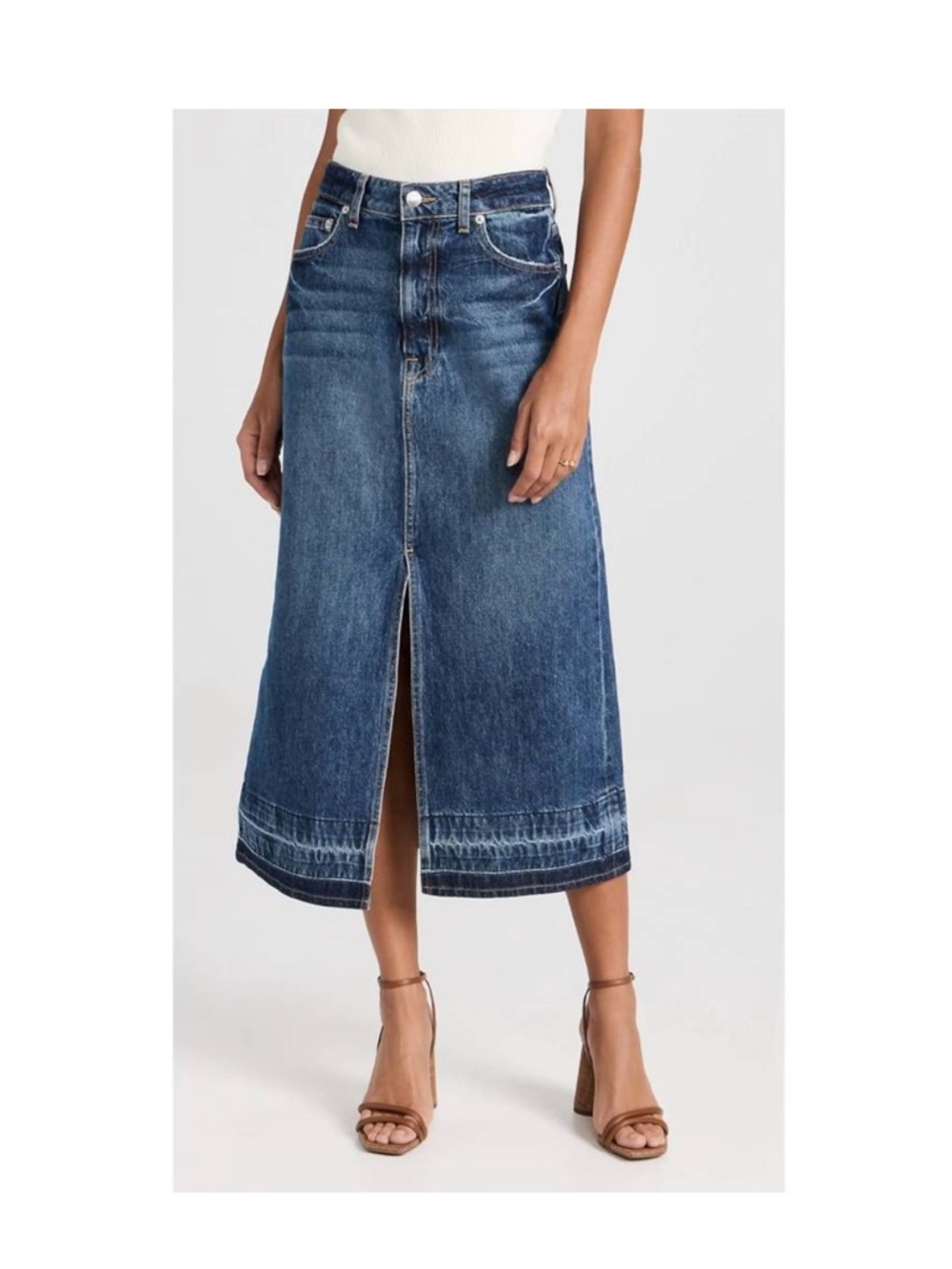 Jonathan Simkhai Della Denim Midi Skirt Coronado Blue Jean Cotton Released Hem